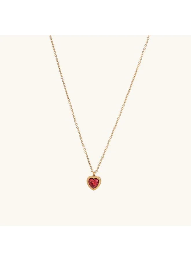 Premium Heart Pendant Necklace 18k Gold Tone Plated with Red Emerald Stone for Women r6u45