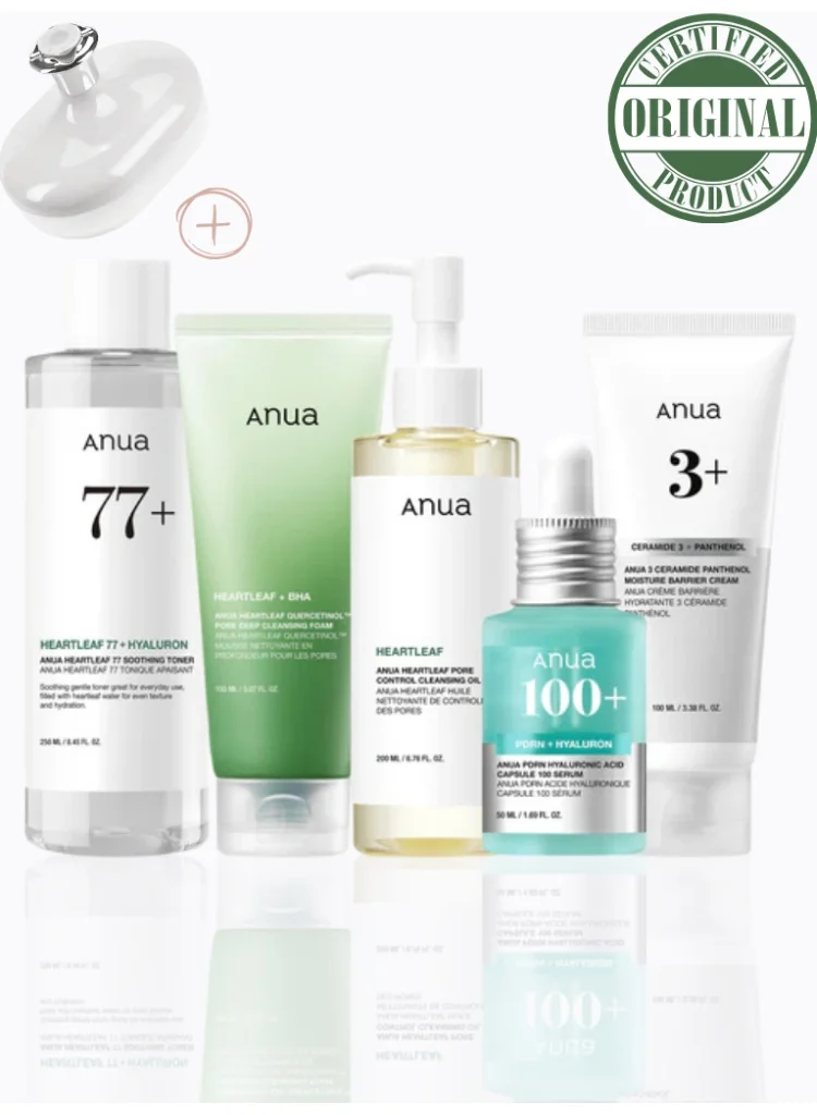 Anua Heartleaf & PDRN Brightening Hydration Skincare Set (5-Piece Routine, 650mL) djhh4