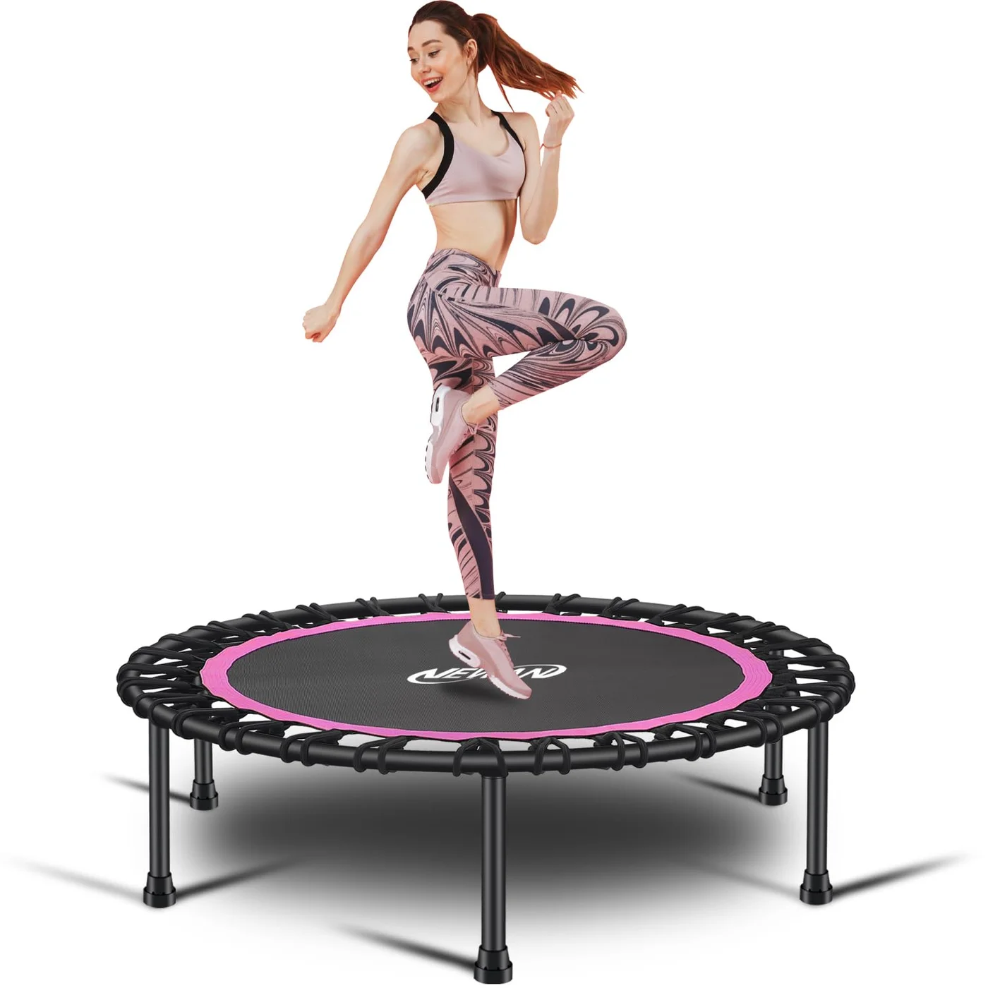 Newan 40-Inch Silent Fitness Mini Trampoline Indoor Cardio Rebounder (102 cm, Adult Workout Trainer) w1wg5
