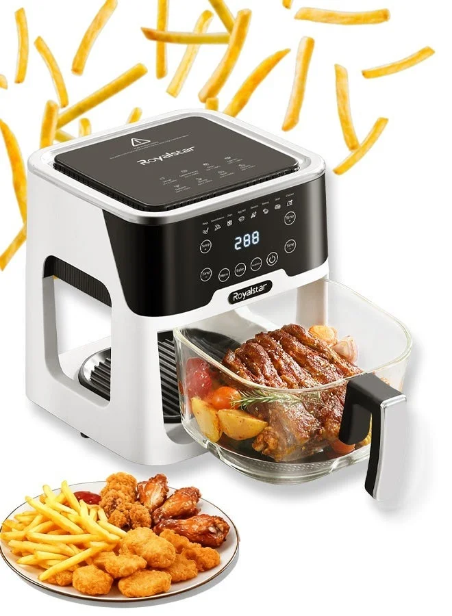 Royalstar Digital Glass Air Fryer Oven (5.2L, 1200W) Premium Hot Air Fryer with Touch Control and Clear Window for Home Kitchen t4o44