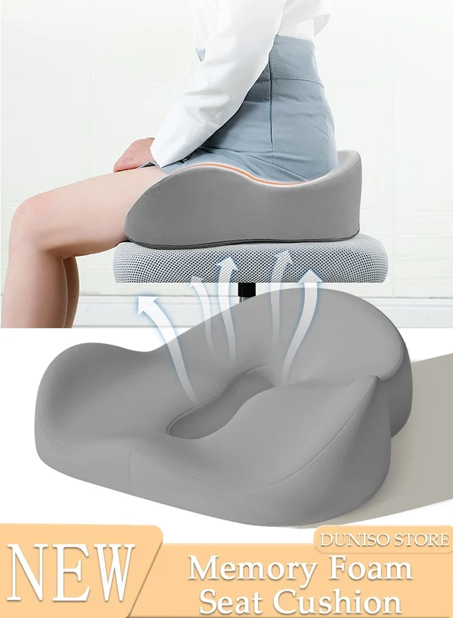 DUNISO Memory Foam Seat Cushion Ergonomic Support Pad for Office Chair and Car Seat (45 x 35 x 7 cm) 686zx