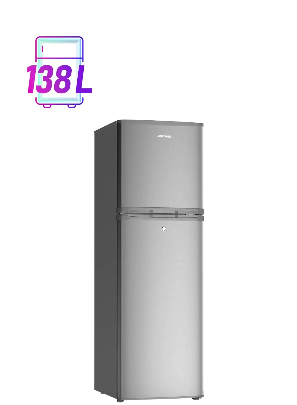 Krome Double Door Top Mounted Refrigerator with Metallic Finish (138L Net Capacity) g000a