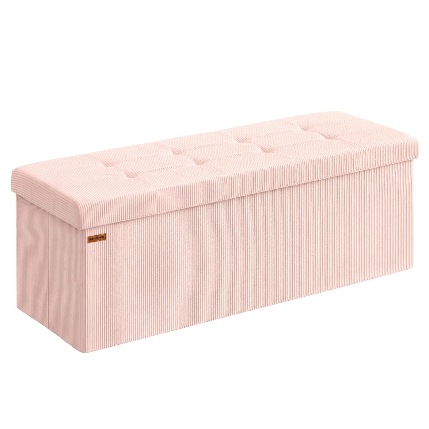Premium Foldable Storage Ottoman Bench, Upholstered Foot Rest and Bed End Seat (Jelly Pink, 110 x 38 x 38 cm) 25mrz