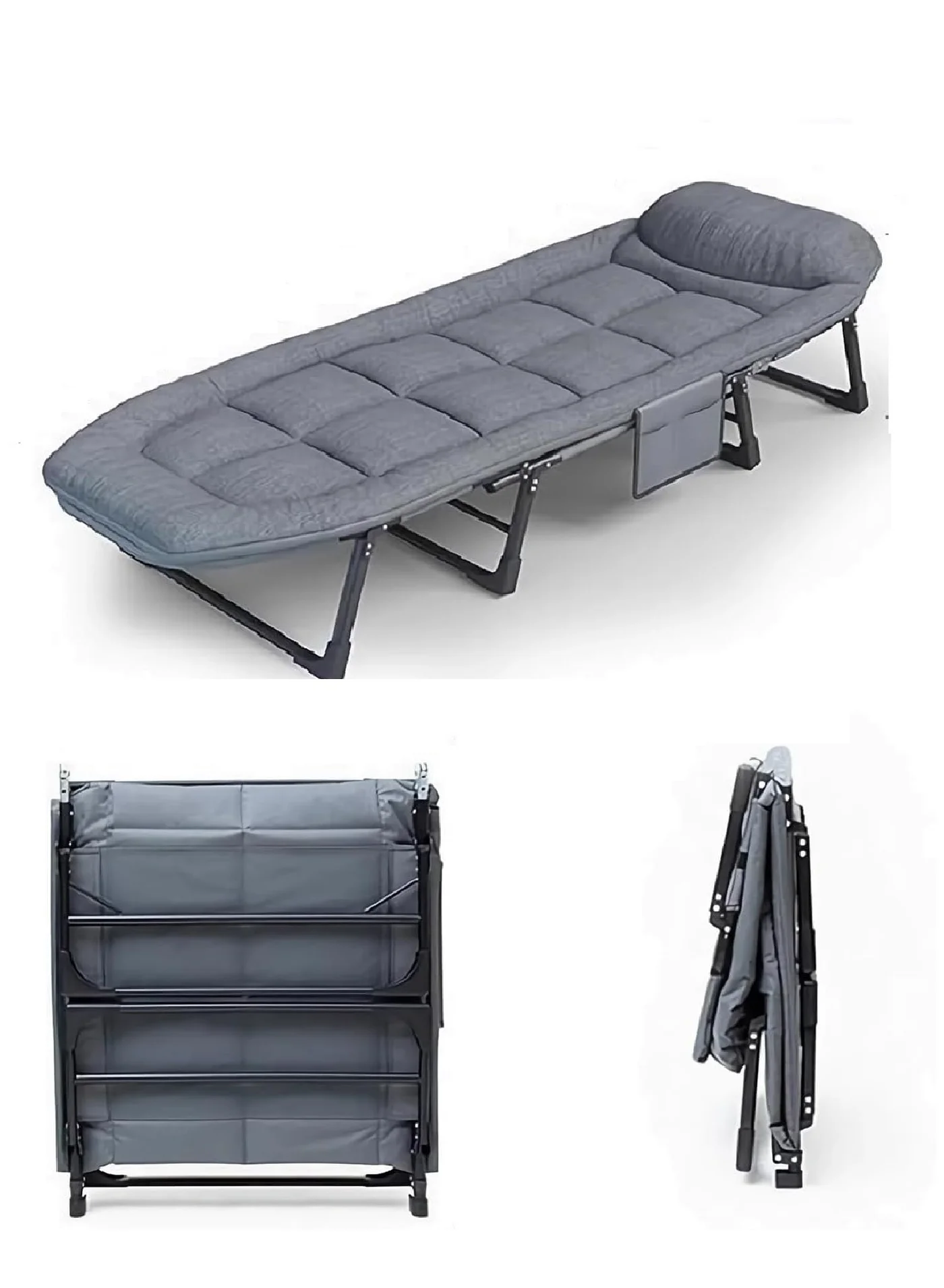 Organized Home Eight-Legged Folding Recliner with Mattress Portable Leisure Bed for Office and Outdoor Use (190 cm x 68 cm) n3tew