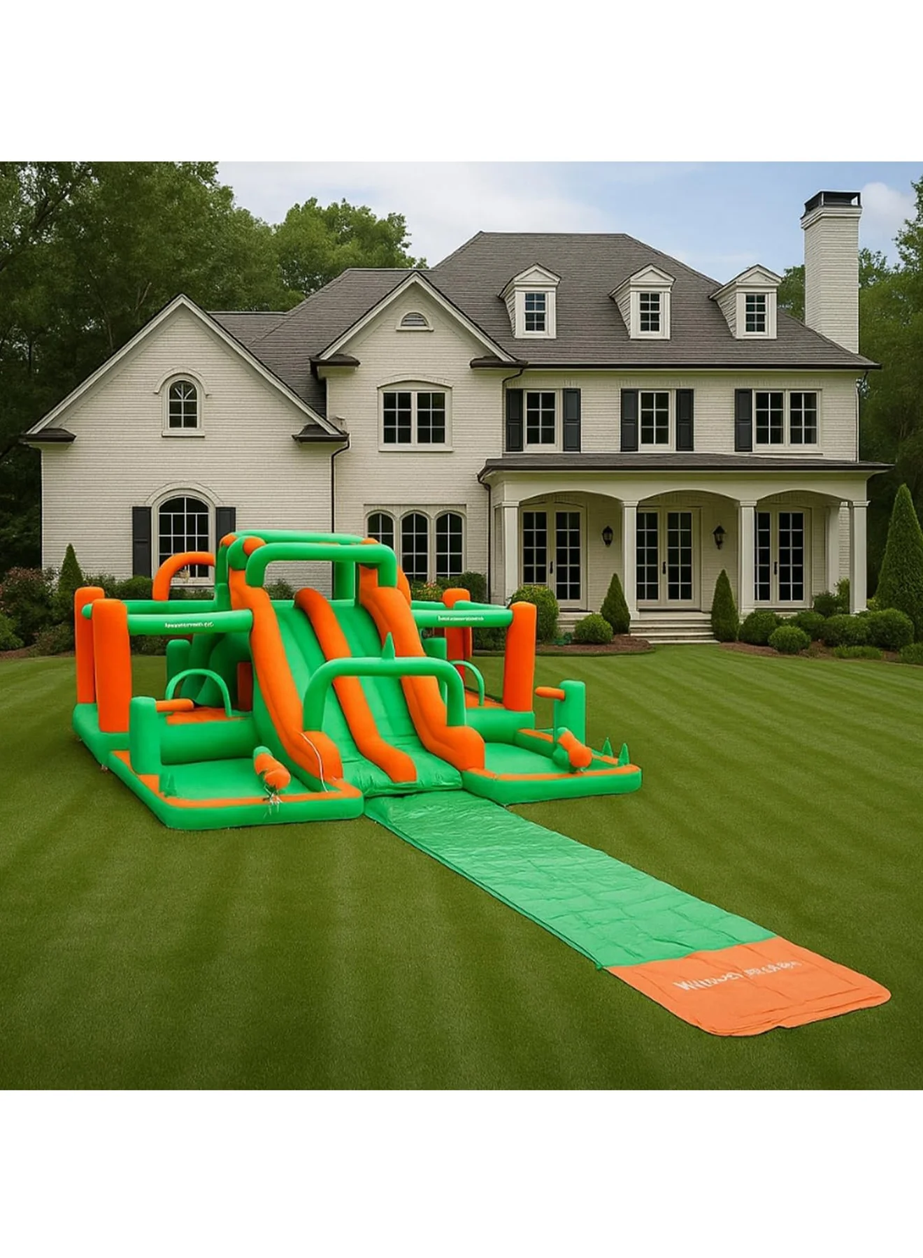 MONOGUE Inflatable Twin Water Slide for Kids Outdoor Double Splash Bouncer (400 cm x 200 cm) zw0n5