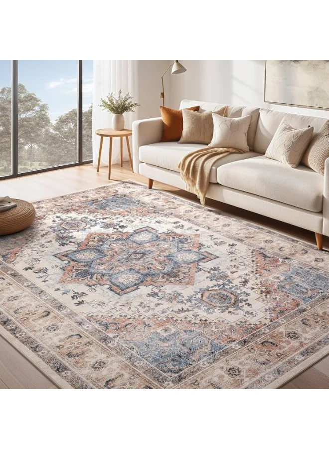 Bukela Modern Abstract Area Rug Premium Soft Non-slip Floor Carpet for Living Room and Bedroom (Brown/Gold, 160x230 cm) ui6km