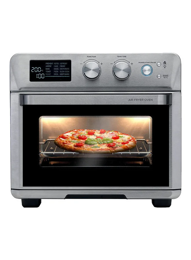 Premium 2-in-1 Air Fryer Toaster Oven with Rotisserie Function, 1700W High-Performance Countertop Convection Cooker (Silver, 25 L) teckz