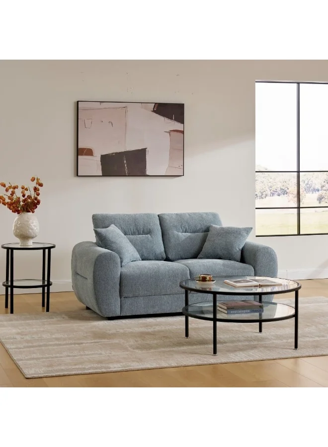 DANUBE HOME Branson 2 Seater Fabric Sofa Modern Living Room Furniture (Light Blue, 178x97x90cm) b484b