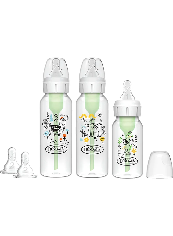Premium Anti-Colic Baby Feeding Starter Kit with Cleaning Brush (120 mL and 250 mL, Set of 3) 3mrmo