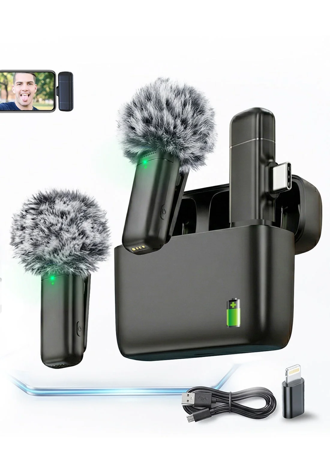 LUCKIER Wireless Lavalier Microphone System with Charging Case (USB-C, Noise-Cancelling, Professional Audio for Smartphones) hc6gj