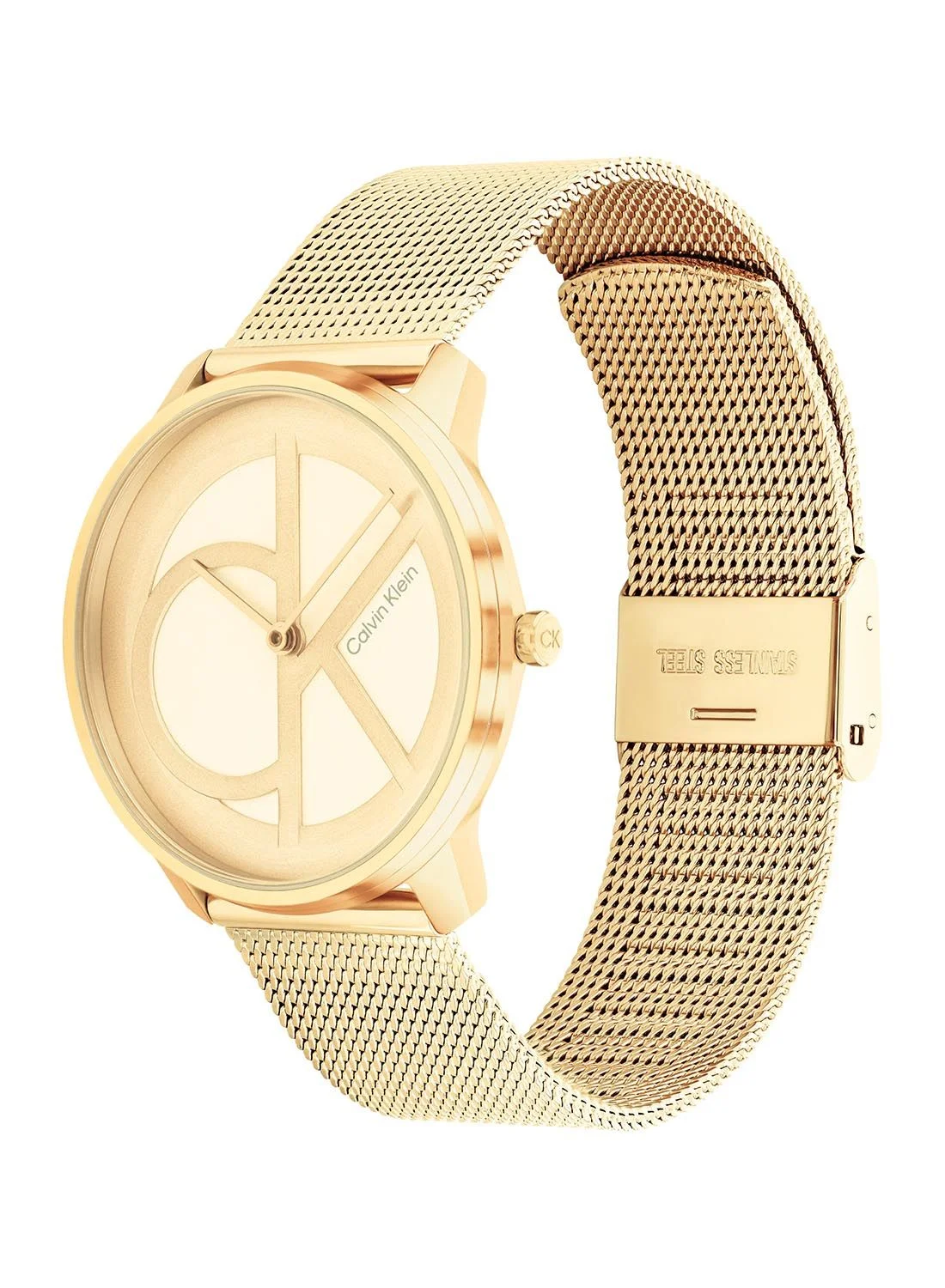 Premium Analog Round Waterproof Wrist Watch With Gold Tone Strap (Gold, 40mm) byu4b