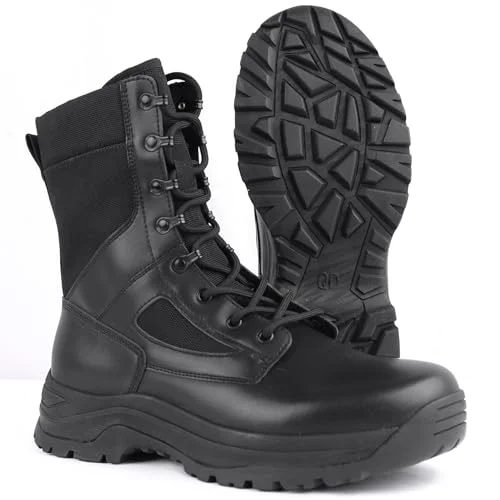 LUDEY Tactical Military Boots Lightweight Breathable Combat Work Footwear for Men and Women (Black, 39 EU) 767yo
