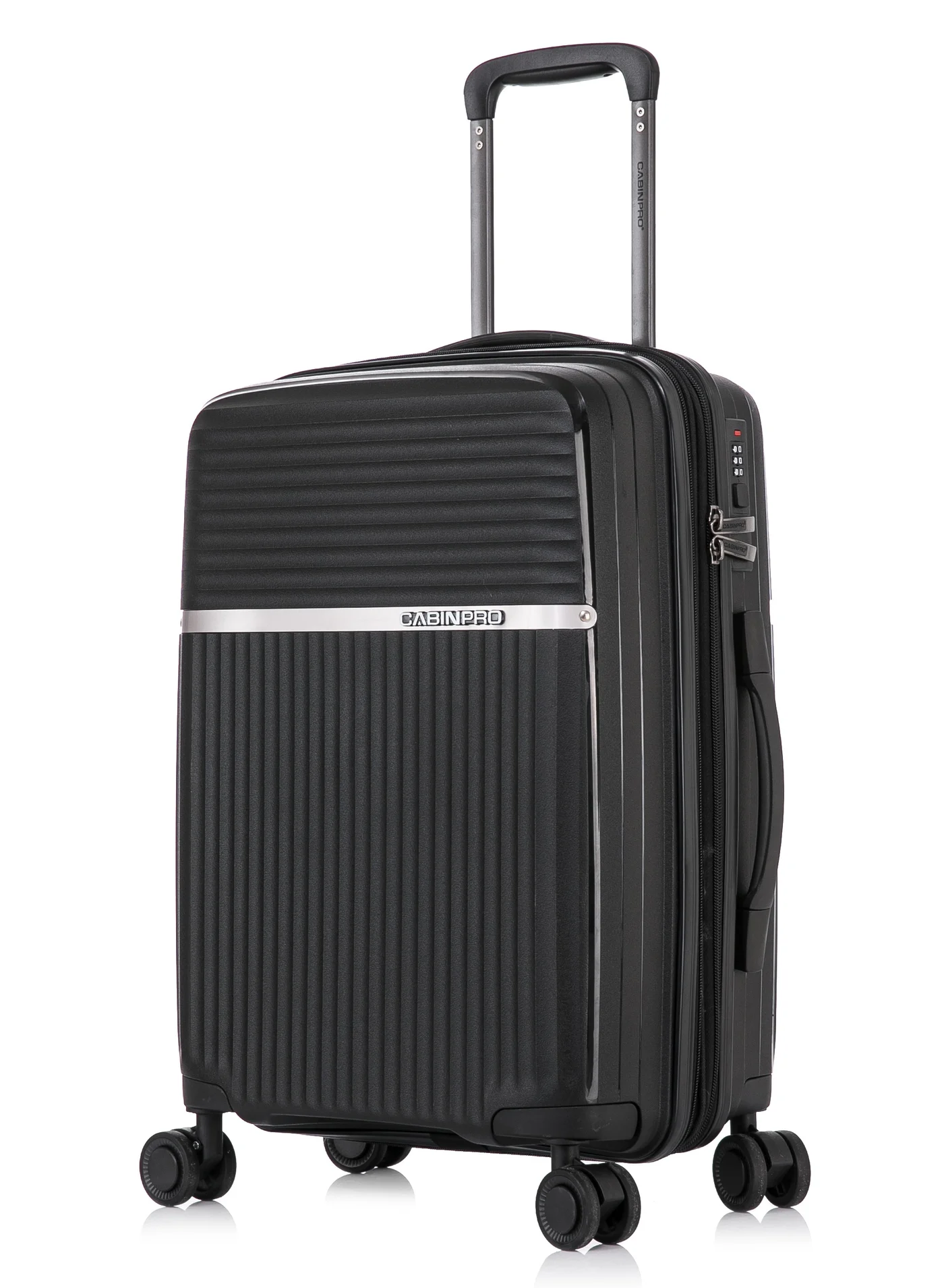 CABINPRO Expandable Hard Shell Trolley Luggage Premium PP Carry-On Suitcase with 360-Degree Spinner Wheels (Black, 55 cm) 7otc4
