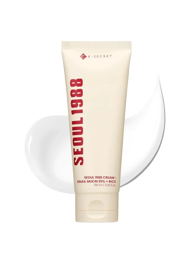 K-SECRET SEOUL 1988 Snail Mucin 93% Cream Premium Hydrating Facial Moisturizer for All Skin Types (100 mL) 38bb6