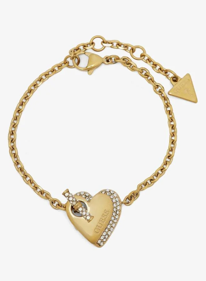 Premium T-Bar Heart Chain Bracelet Elegant Gold-Tone Jewelry Accessory for Women dr3gg