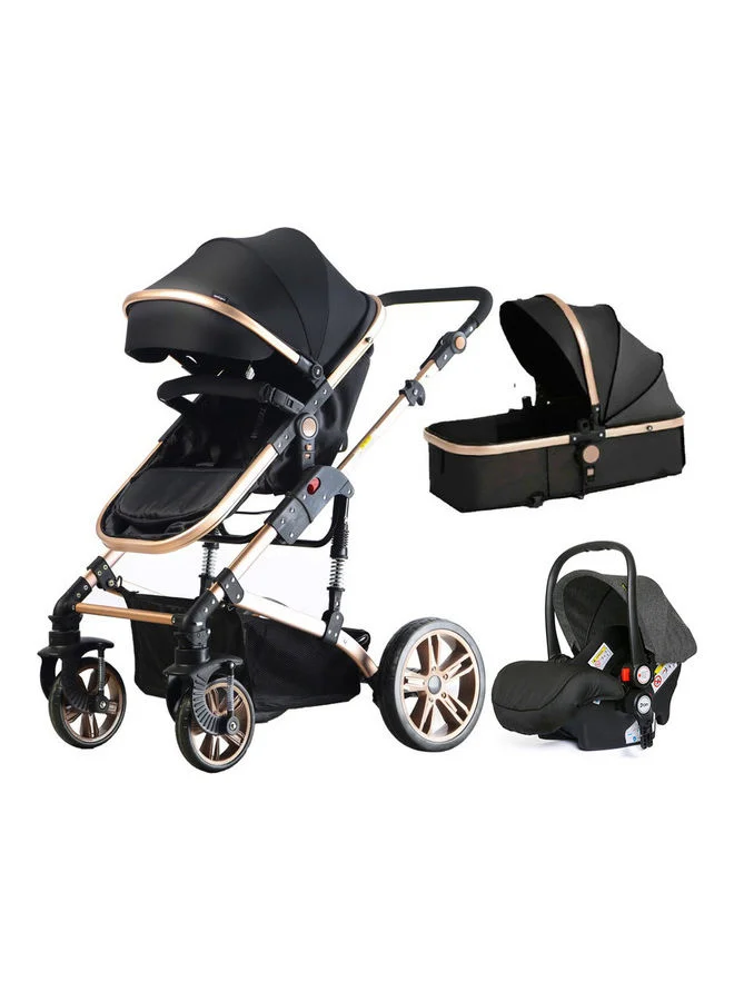 TEKNUM 3-in-1 Premium Pram Stroller with Bassinet and Extra Wide Seat (Black, Single Pack) mqgzw