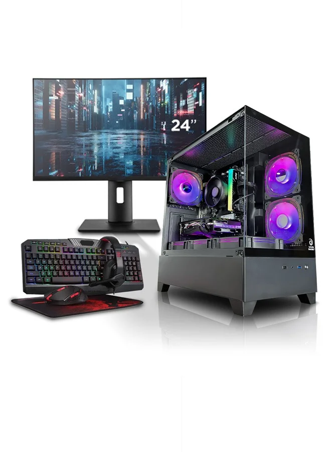 Game Sekret Dark Nova Gaming Desktop PC Bundle (16GB RAM, 1TB SSD, 24-inch FHD Monitor, Black) kqkfl
