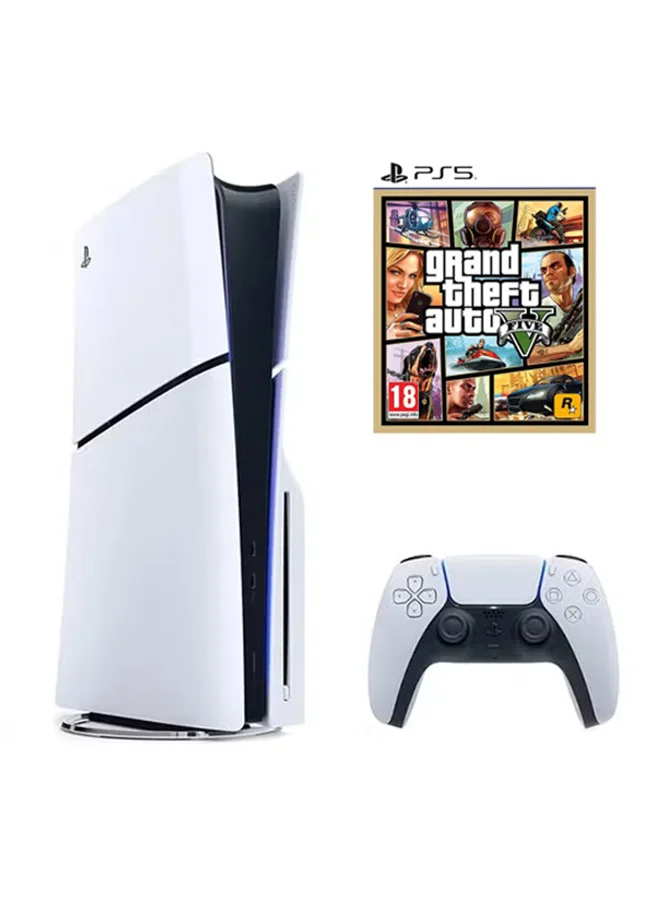 Premium Slim Disc Gaming Console Bundle With Extra Controller and Grand Theft Auto V (1 TB) 2ou16