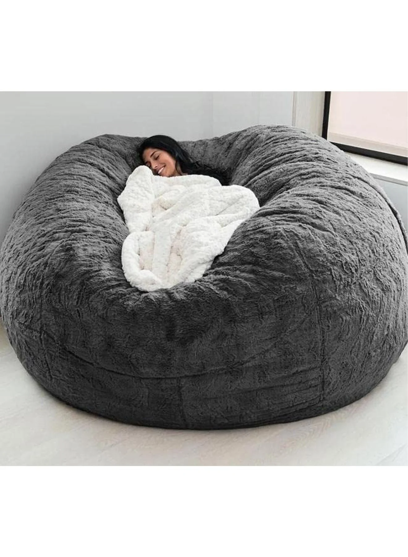 GT-Wheel Oversized Bean Bag Chair Cover Soft Fluffy PV Velvet Lazy Sofa Bed Slipcover (180 cm x 90 cm) 77fnn