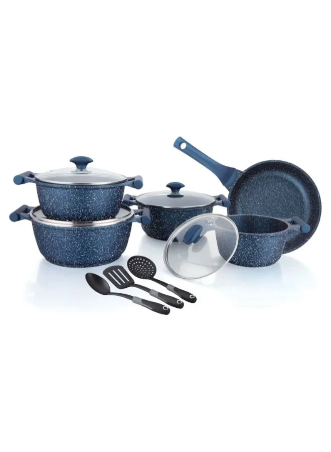 Essentials Granite 12-Piece Cookware Set Non-Stick Cast Aluminium Induction Compatible (12-Piece Set) dej9l