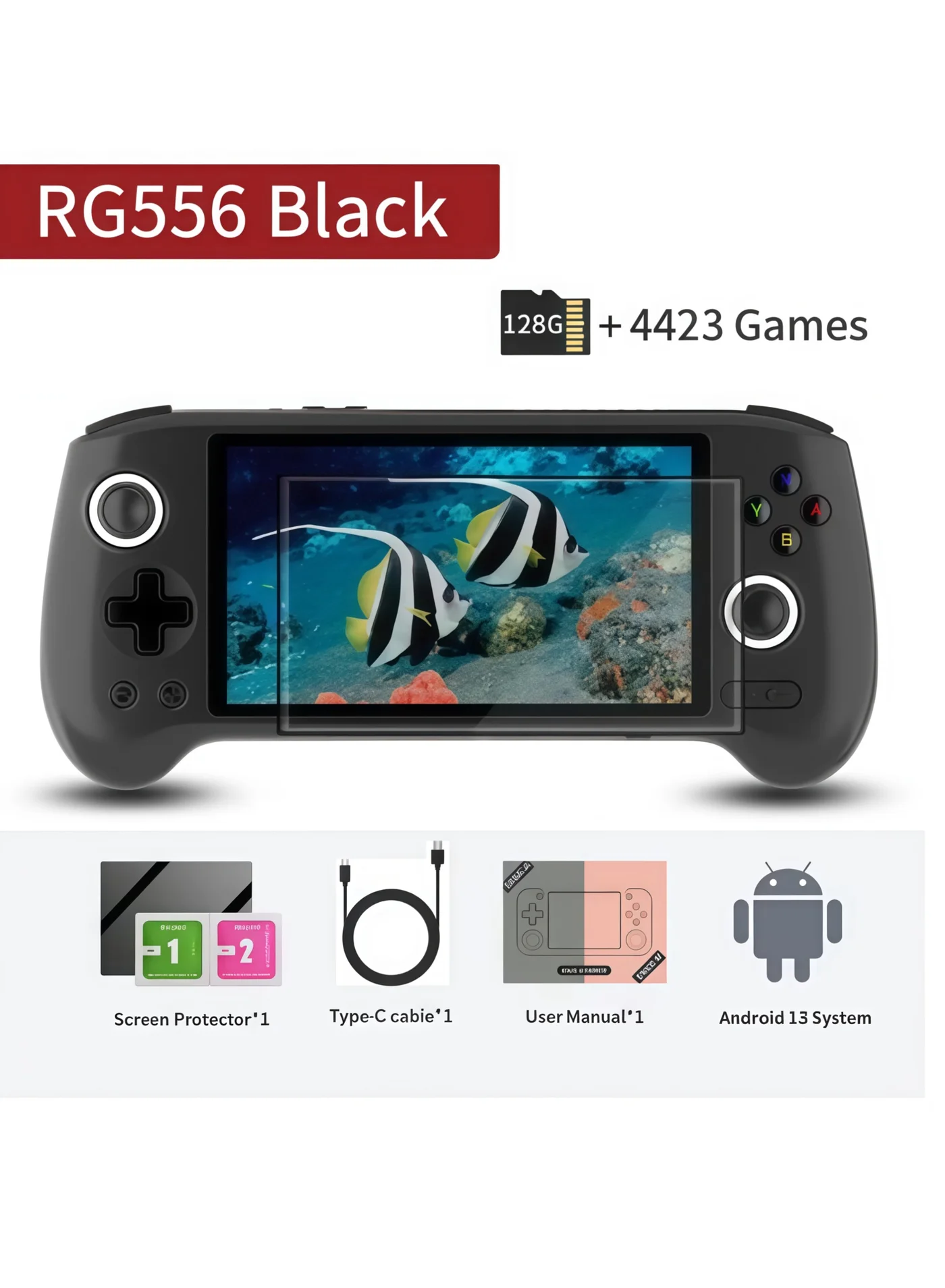 ANBERNIC RG556 Retro Handheld Game Console 5.48-inch OLED Touch Screen Android 13 Portable Gaming Device (5500mAh) ia413