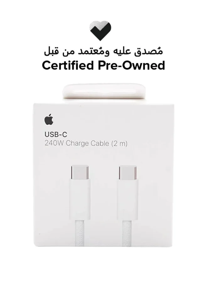 Premium Smart USB-C Charging Cable (240W, Fast Data Sync, Durable Braided Design, 2m, White) djhe7