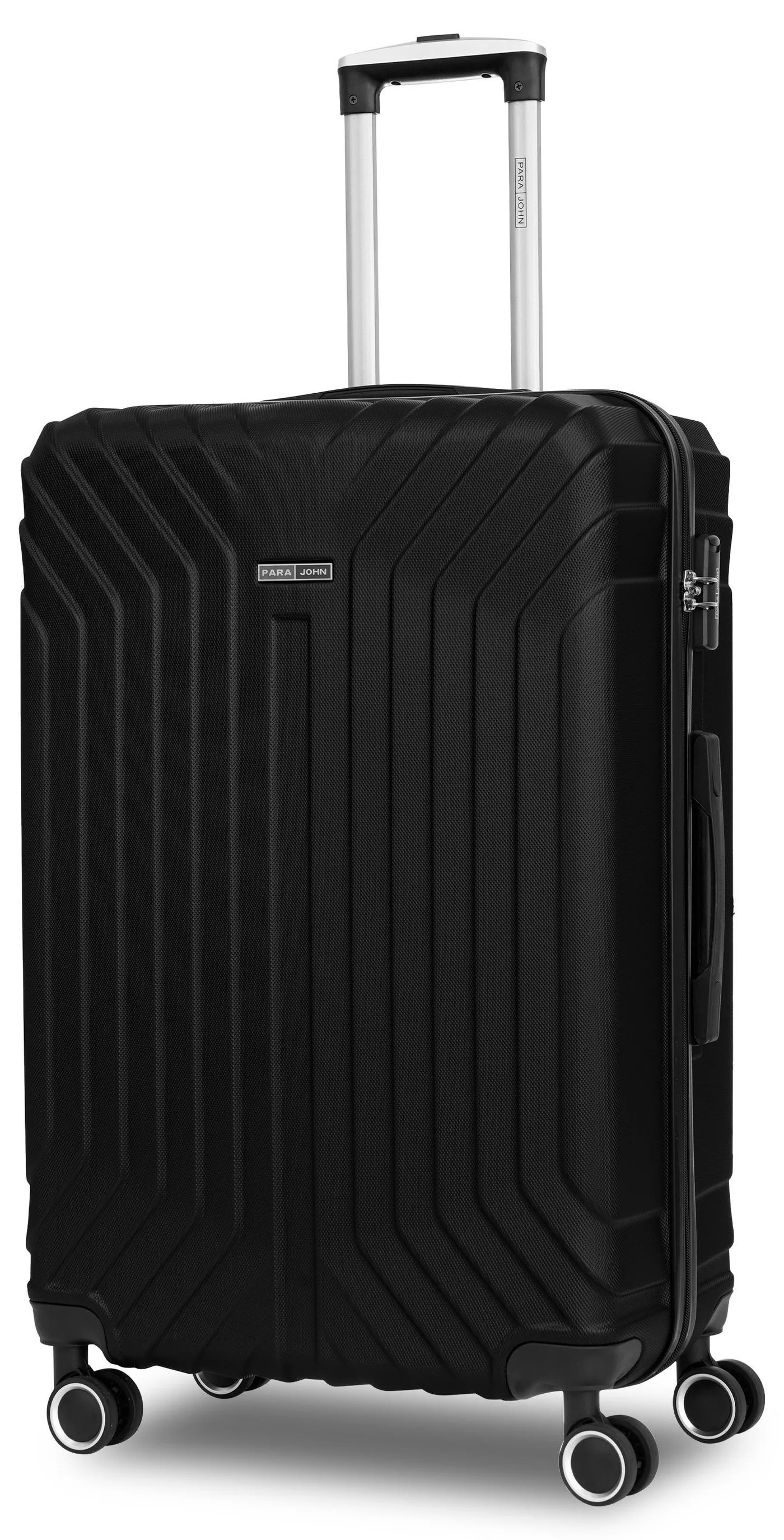 PARAJOHN Lightweight ABS Hardside Spinner Luggage Trolley (Black, 20 Inch) Cabin Size 8-Wheel Suitcase for Travel 1h9z2