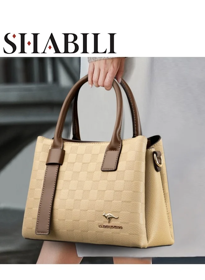SHABILI Fashion Checkered Shoulder Bag Premium PU Leather Tote Handbag for Women (One Size) wt5jy