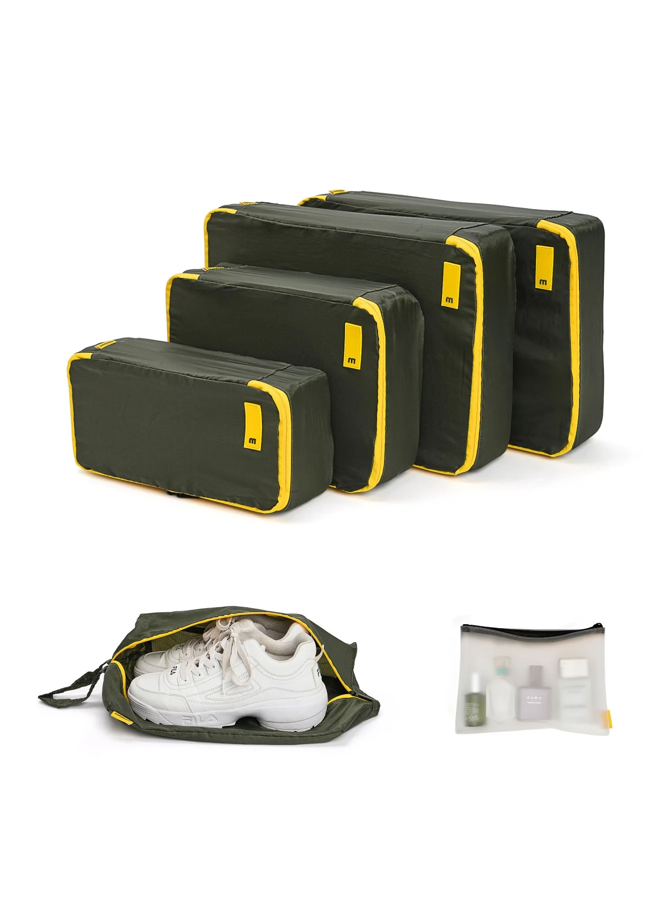 Premium Travel Packing Cubes Set (6-Piece Organizer) Water-Resistant Nylon Mesh-Top Suitcase Storage Bags (Green, 6-Piece Set) vl8gu