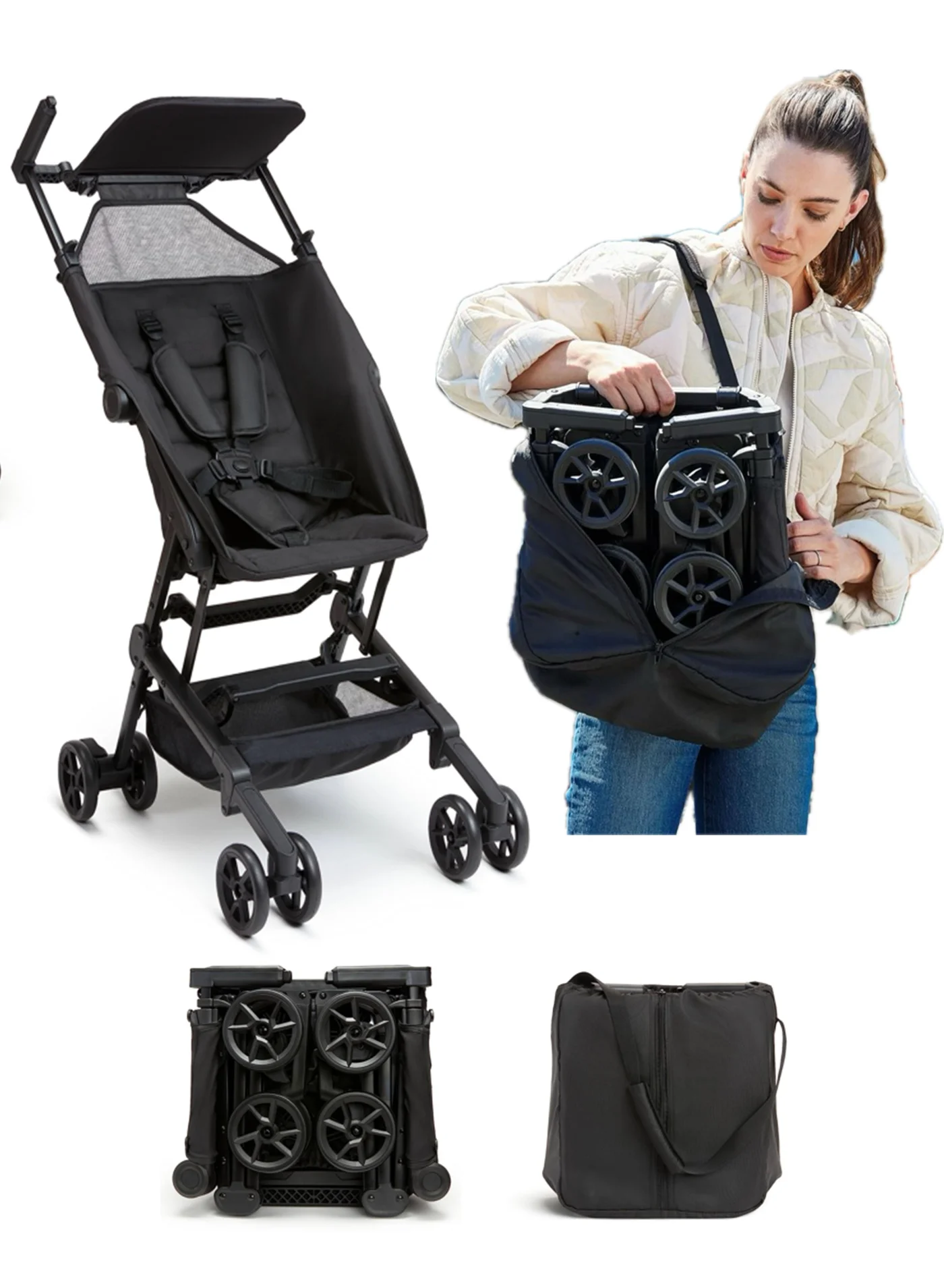 BlueFire Ultra Compact Lightweight Travel Stroller for Kids, Foldable Design for Easy Portability (Black, 5.5 kg) glx8b