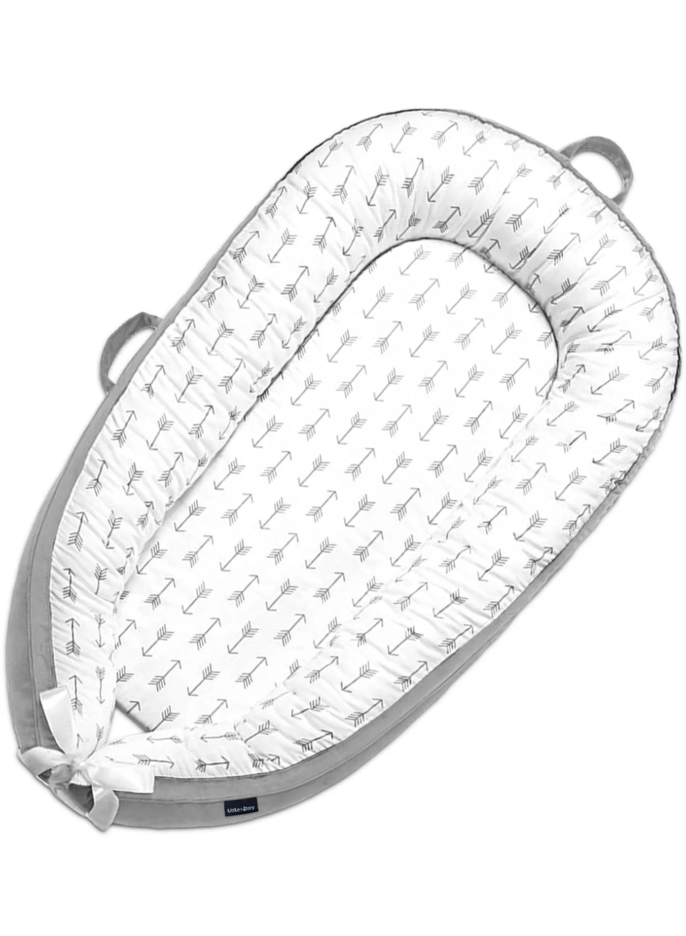 Little Story Newborn Lounger Bed Breathable Fiberfill Nest (Arrow Grey, 80 cm x 50 cm) rbepf