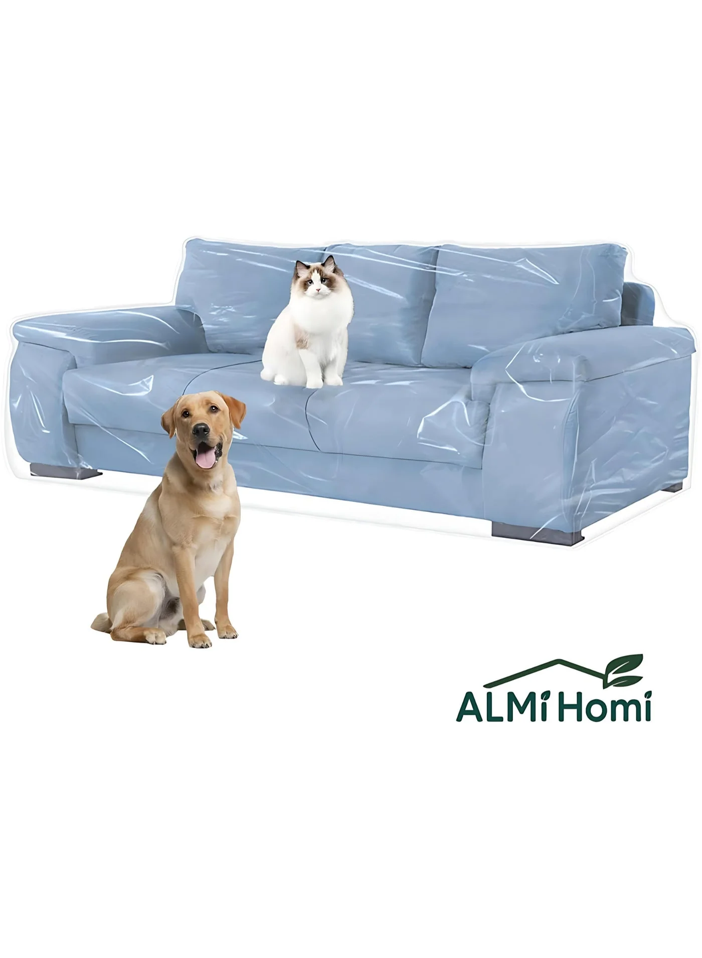 ALMiHomi Heavy Duty Waterproof Sofa Cover for 3-Seater Couch, Premium PVC Furniture Protector Shield (Clear, 244x107x107 cm) my7lf