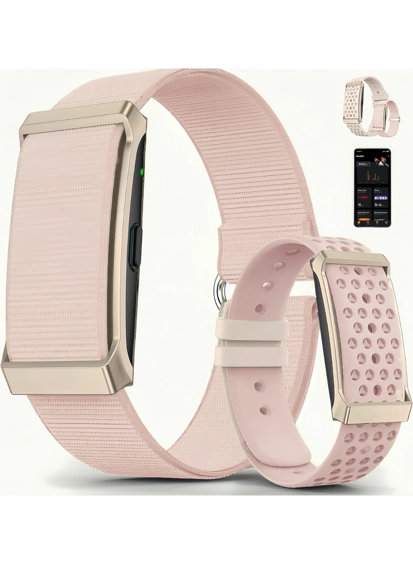 LBMT Smart Fitness Tracker Watch with 2 Interchangeable Bands Activity Monitor for Android and iOS (Pink) 9lnno