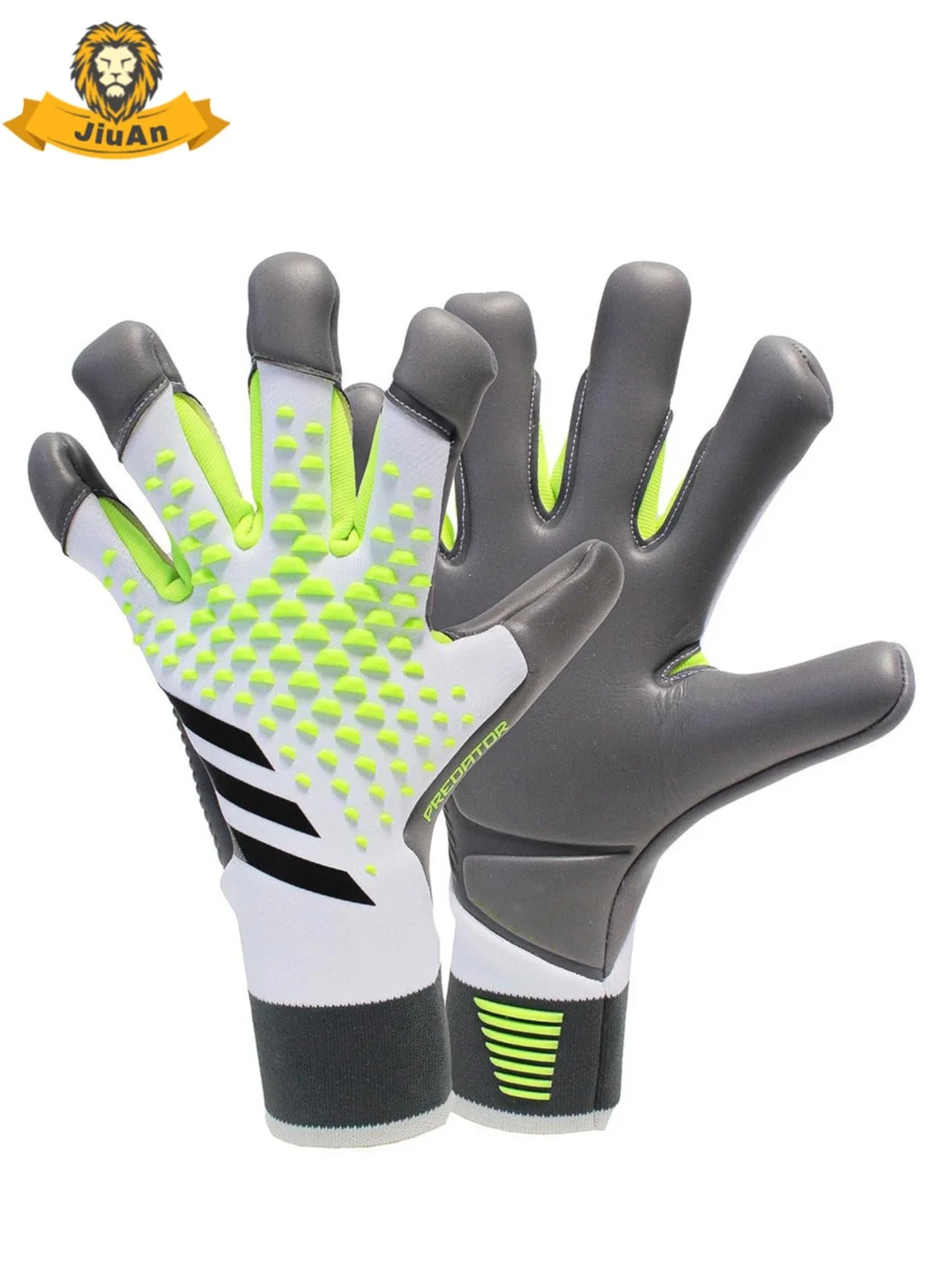 JiuAn Professional Fingersave Goalkeeper Gloves Premium Grip Training Gear for Adults (Black, Size 9) s3889