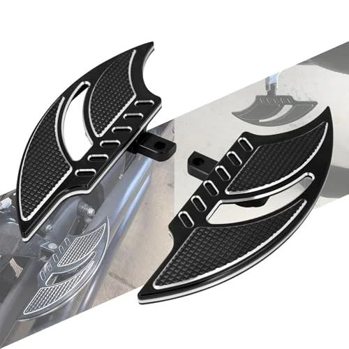 Premium CNC Machined Passenger Floorboards Rear Foot Pegs for Touring Motorcycles (Black, Universal Fit) qap87