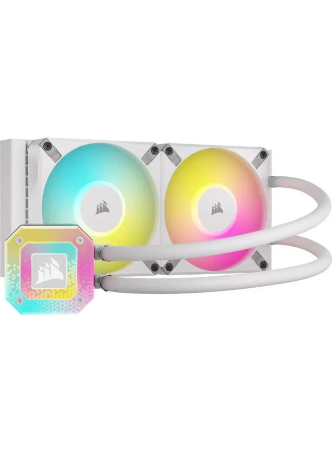 Premium Liquid CPU Cooler 240mm Radiator with Dual 120mm RGB Fans (White, 240mm) agycr