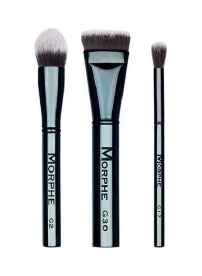 Premium Contour Crew Makeup Brush Set (Black, 5-Piece Professional Collection) 35tqj