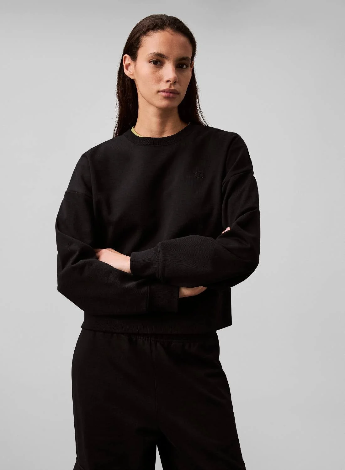 Premium Relaxed Cotton Terry Sweatshirt Comfortable Long-Sleeve Pullover for Women (Solid, One Size) q3shl