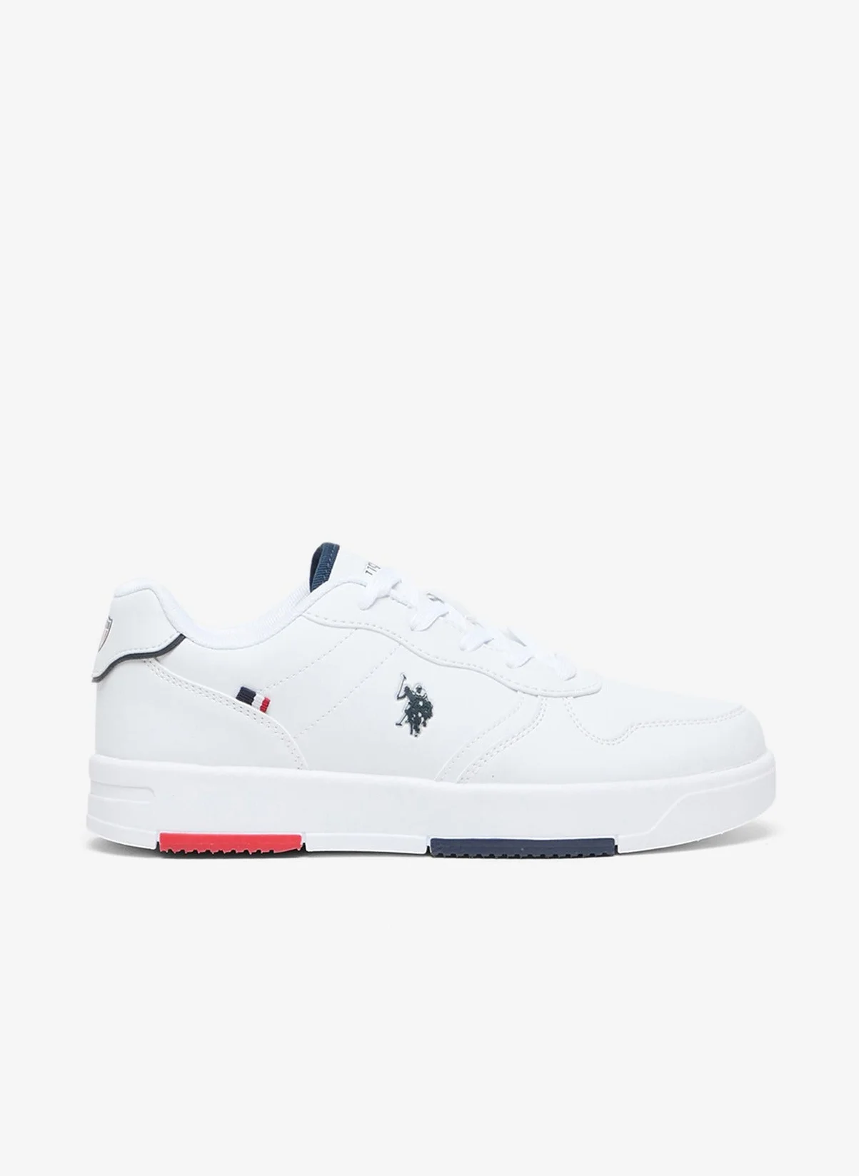 Premium Women's Low-Top Casual Sneakers with Red and Blue Accents (White, 38 EU) s12l6