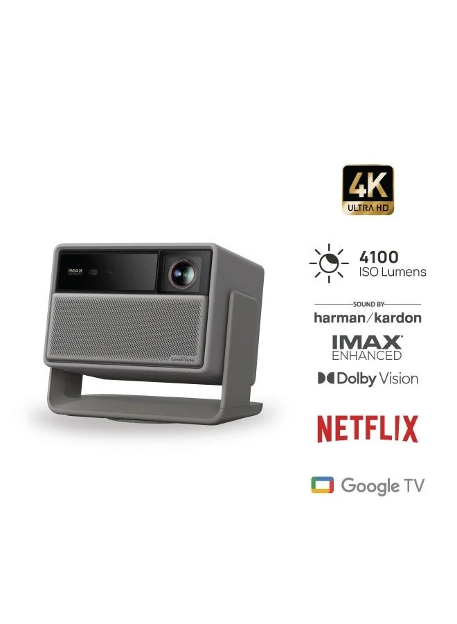 Premium 4K RGB Triple Laser Projector for Home Cinema, 4100 ISO Lumens, 240Hz Gaming, Smart TV Built-in, HDR10, 200-inch Display (Black) dklia