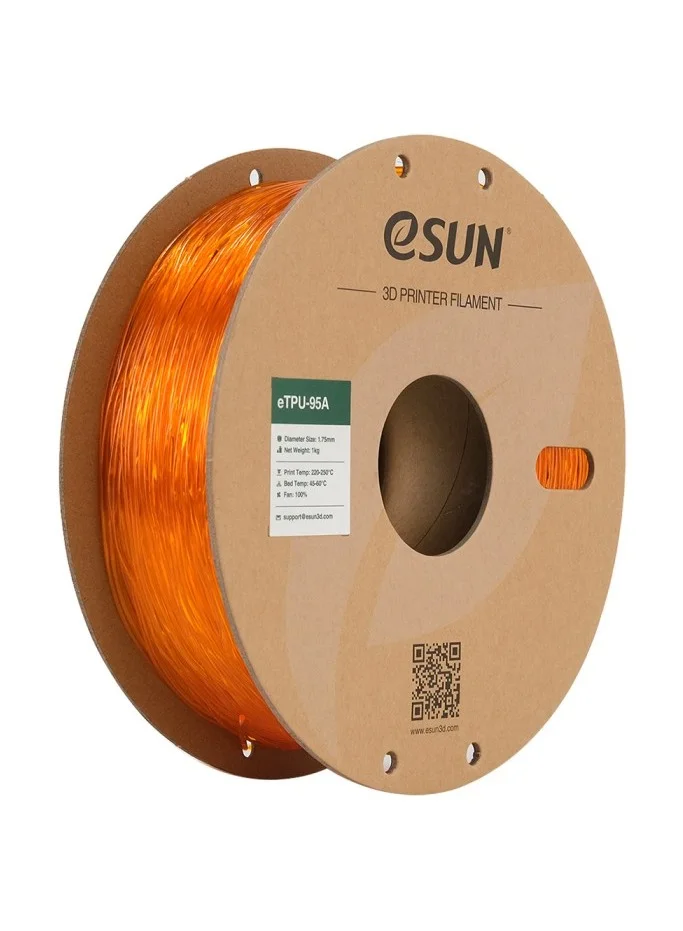 eSUN eTPU-95 Flexible 3D Printing Filament (Transparent Orange, 1 kg) qdyeb