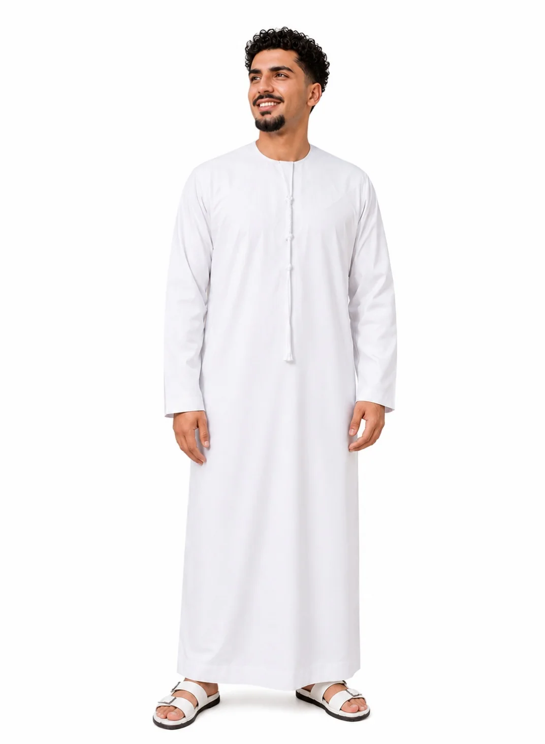 MAHRA CO. Men¡¯s Emirati Kandura with Detachable Tarboosh (White, Regular Fit) lvvw8