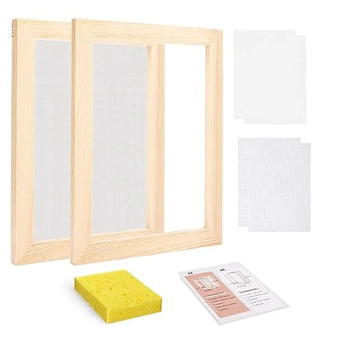 Premium Wooden Paper Making Screen Kit (A5 Size) DIY Craft Mould and Deckle Frame Set for Handmade Paper Projects 4vah6