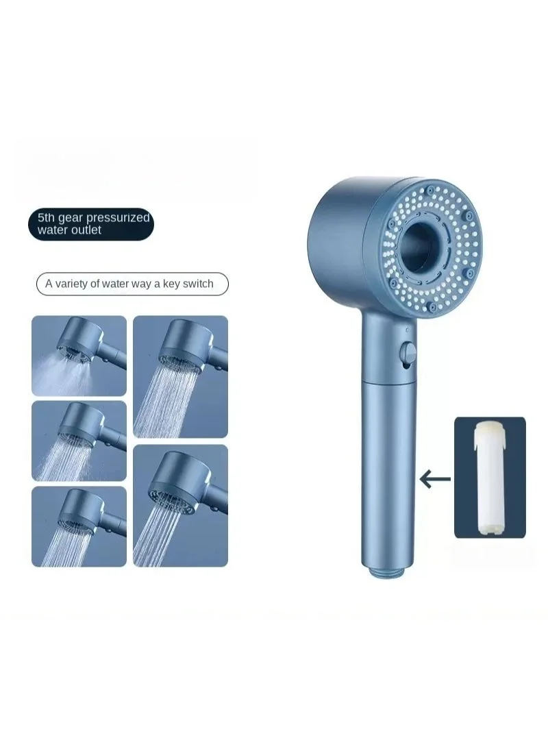 XFXINGFU High Pressure Shower Head with 5 Spray Modes and PP Cotton Filter (Blue, 25 cm) xgsar