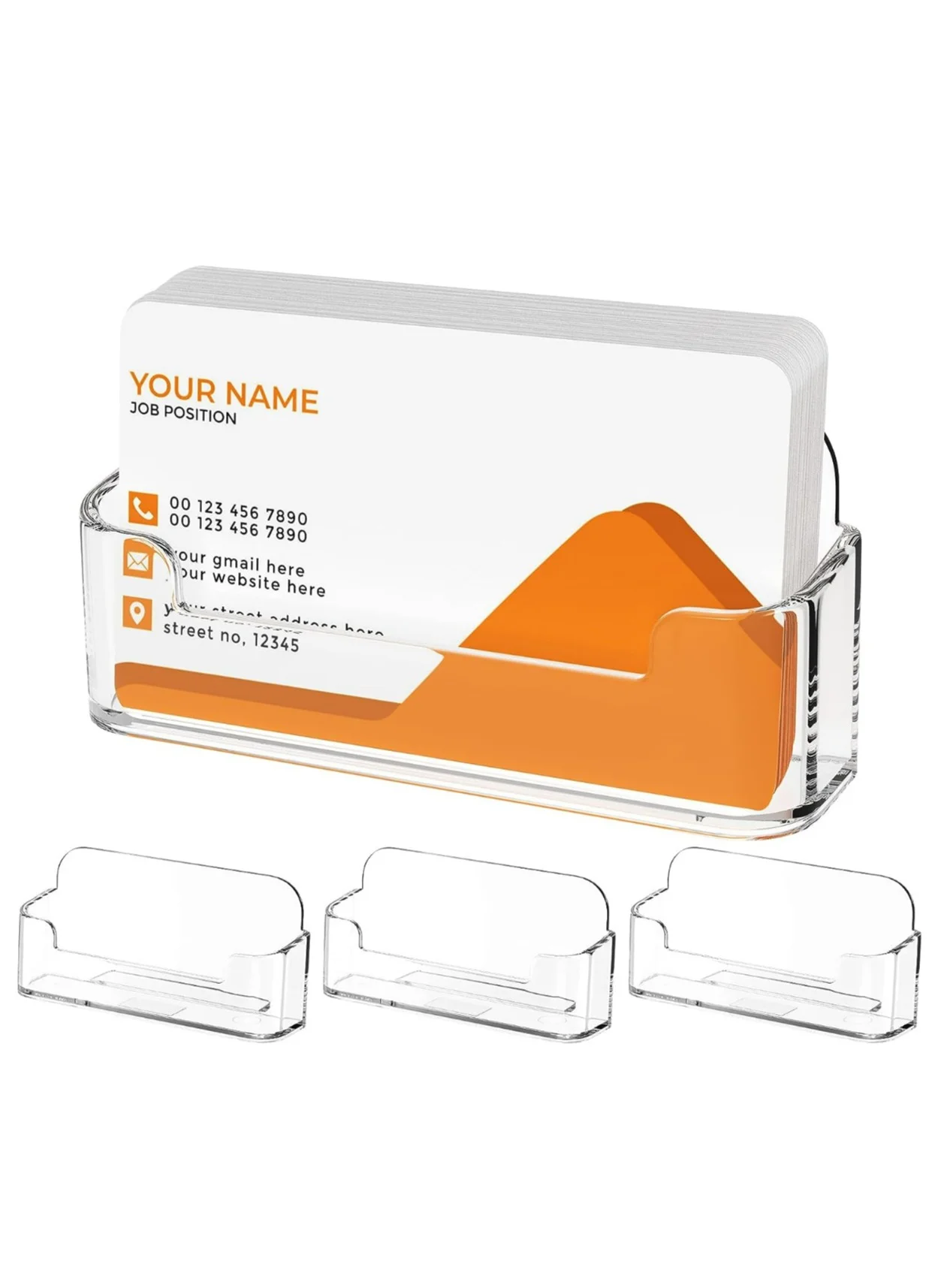 Sisily Acrylic Business Card Holder for Desk Premium Clear Plastic Display Stand (3-Pack) xlrzs