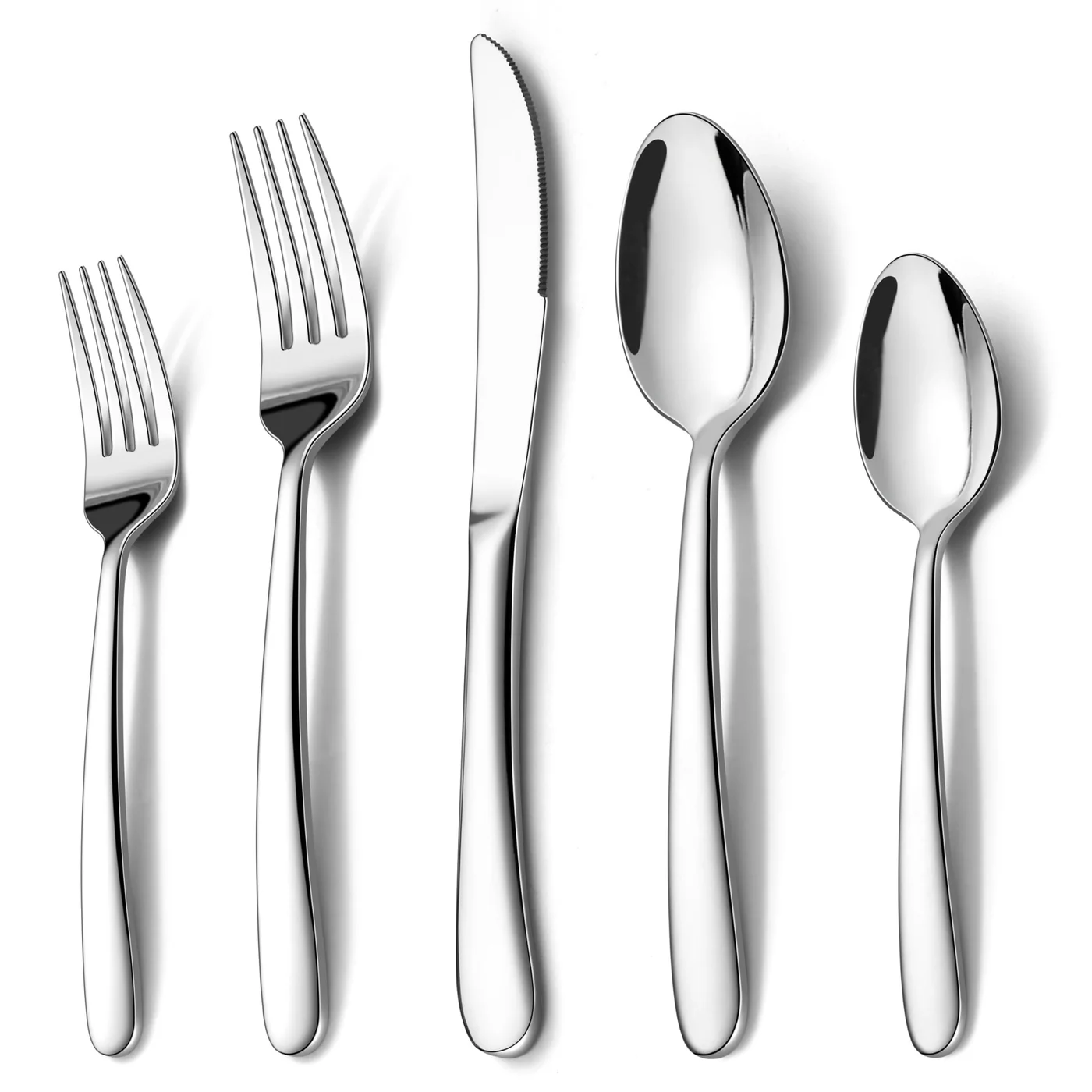 Onader 60 Piece Stainless Steel Cutlery Set Premium Heavy Duty Flatware for 12 People (Silver, 60 Piece) 7evh0