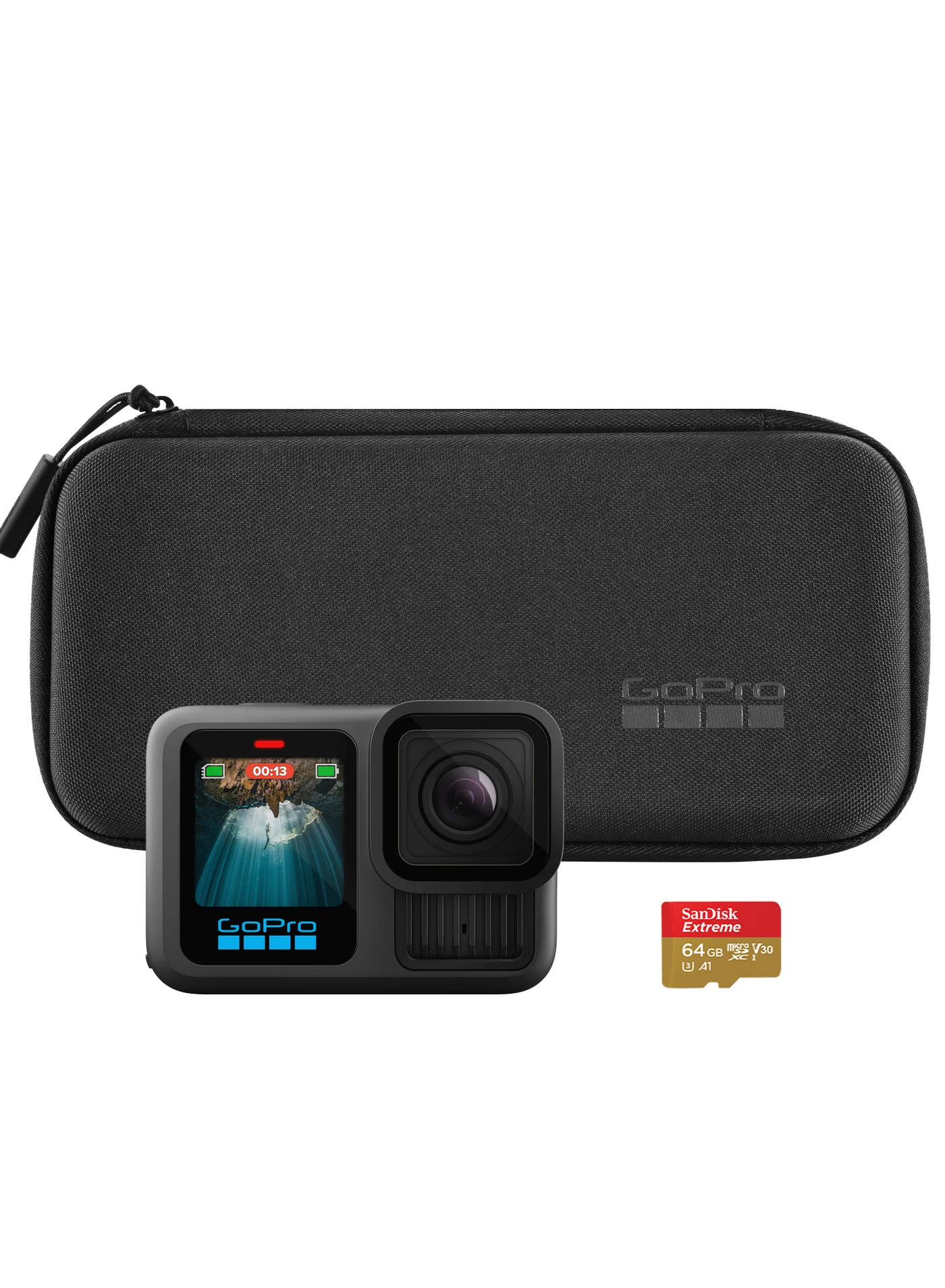 Action Hero13 Black Professional Action Camera Bundle with 64GB microSD Card (Black, 64GB) n4qfb