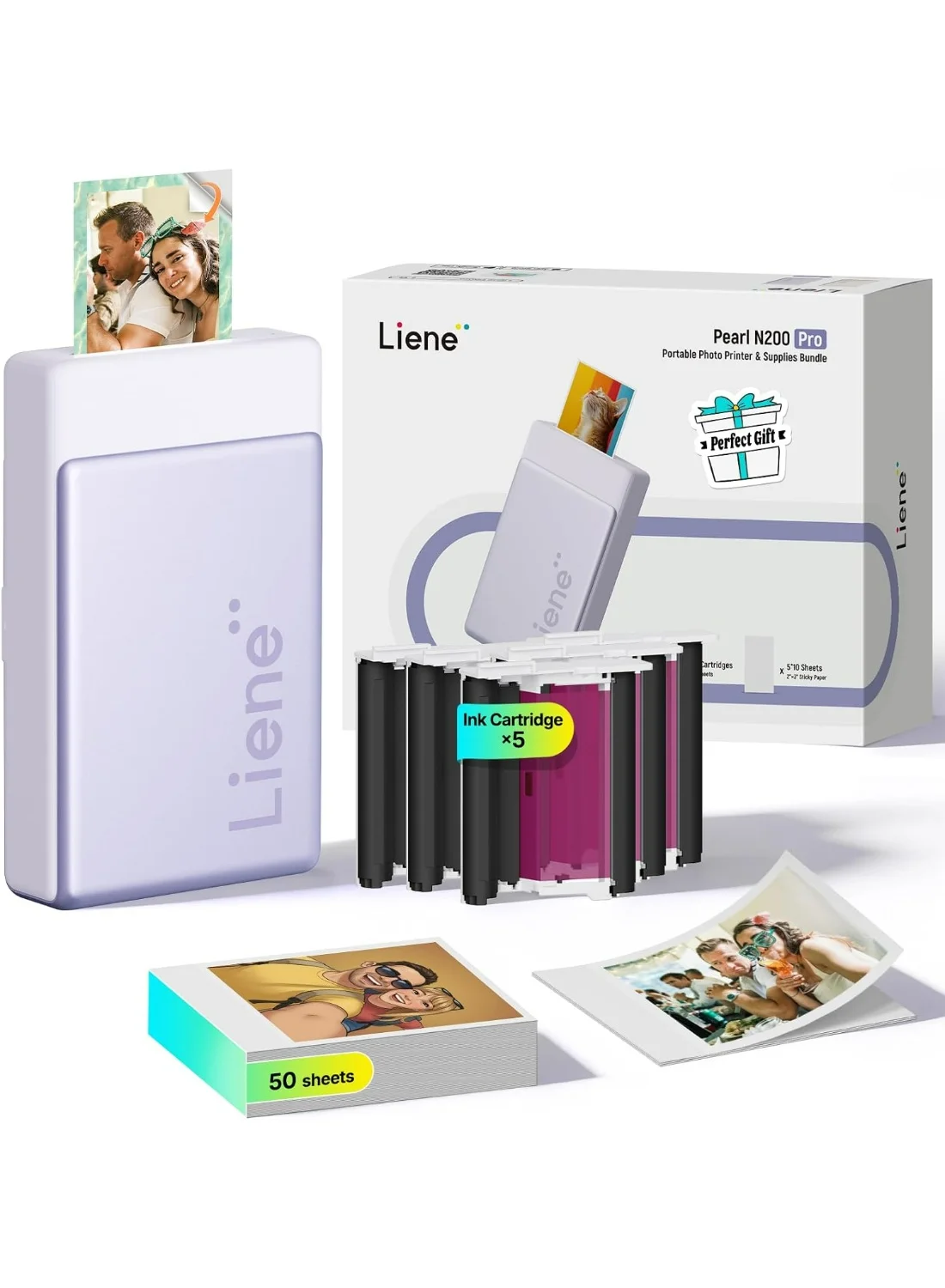 Portable Instant Photo Printer Wireless Bluetooth Sticker Maker (Purple, 50 Sheets, 2x3 Inch) kcsee