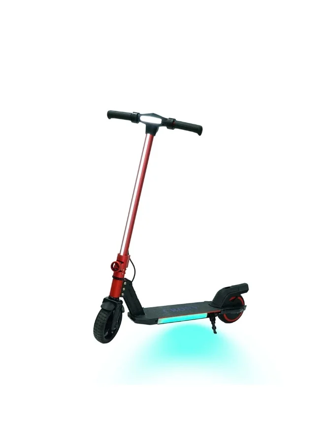 Electric Scooter for Kids Foldable Aluminum Frame with RGB LED Lights (Red, 130W Motor) mdfjg