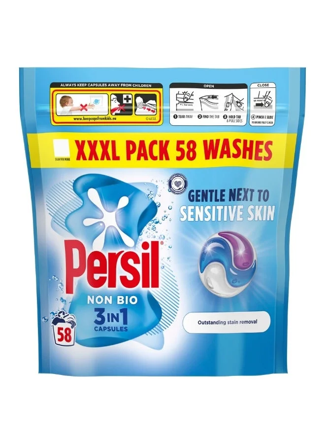 Premium Non-Bio 3-in-1 Laundry Detergent Capsules for Sensitive Skin (58 Washes) oc4t2